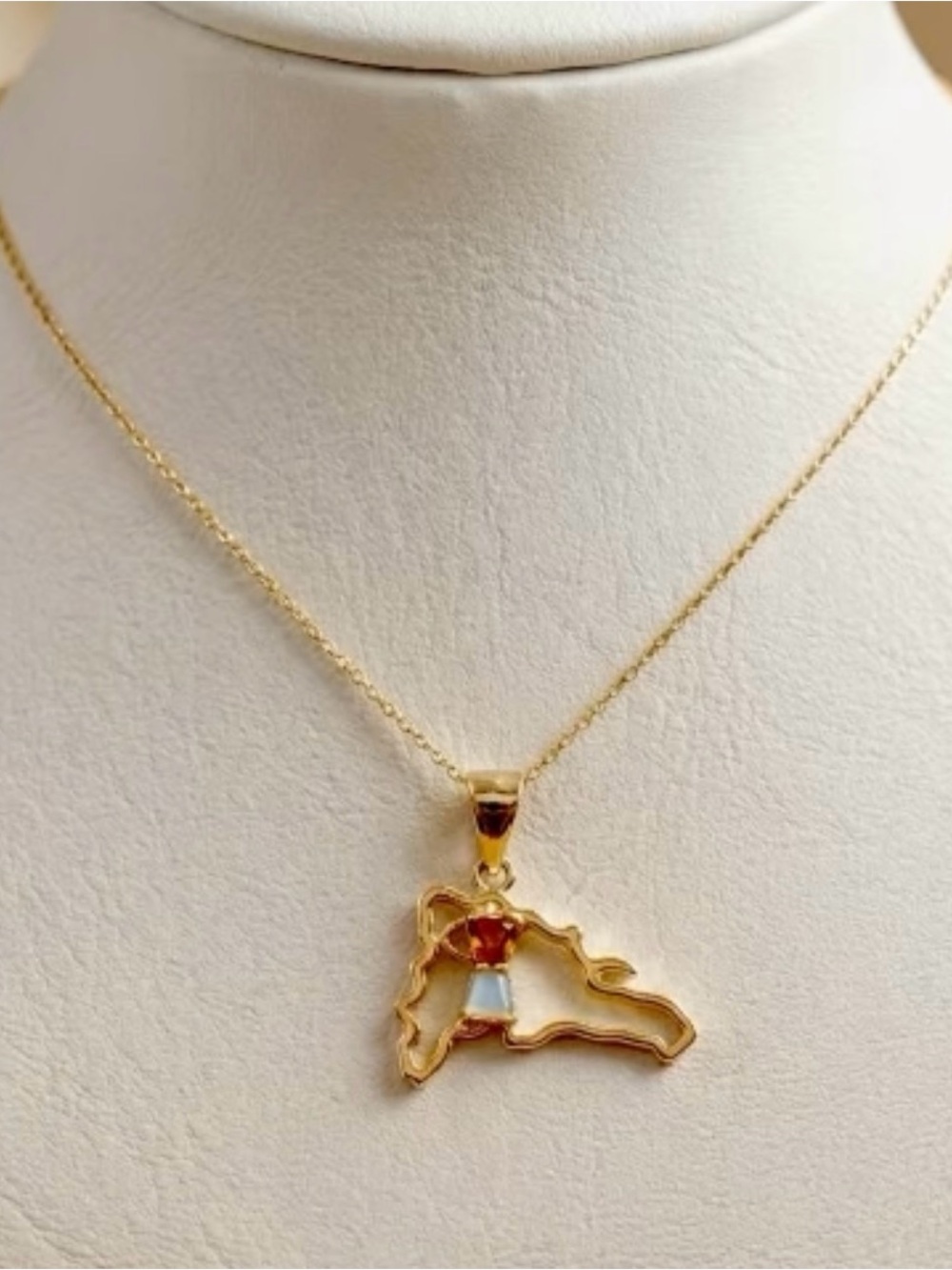 Gold Dominican Republic Map Pendant Necklace - Women Jewelry